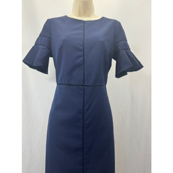 Maggy London Navy Flutter Sleeve Sheath Dress – Size 6 - Picture 2 of 15